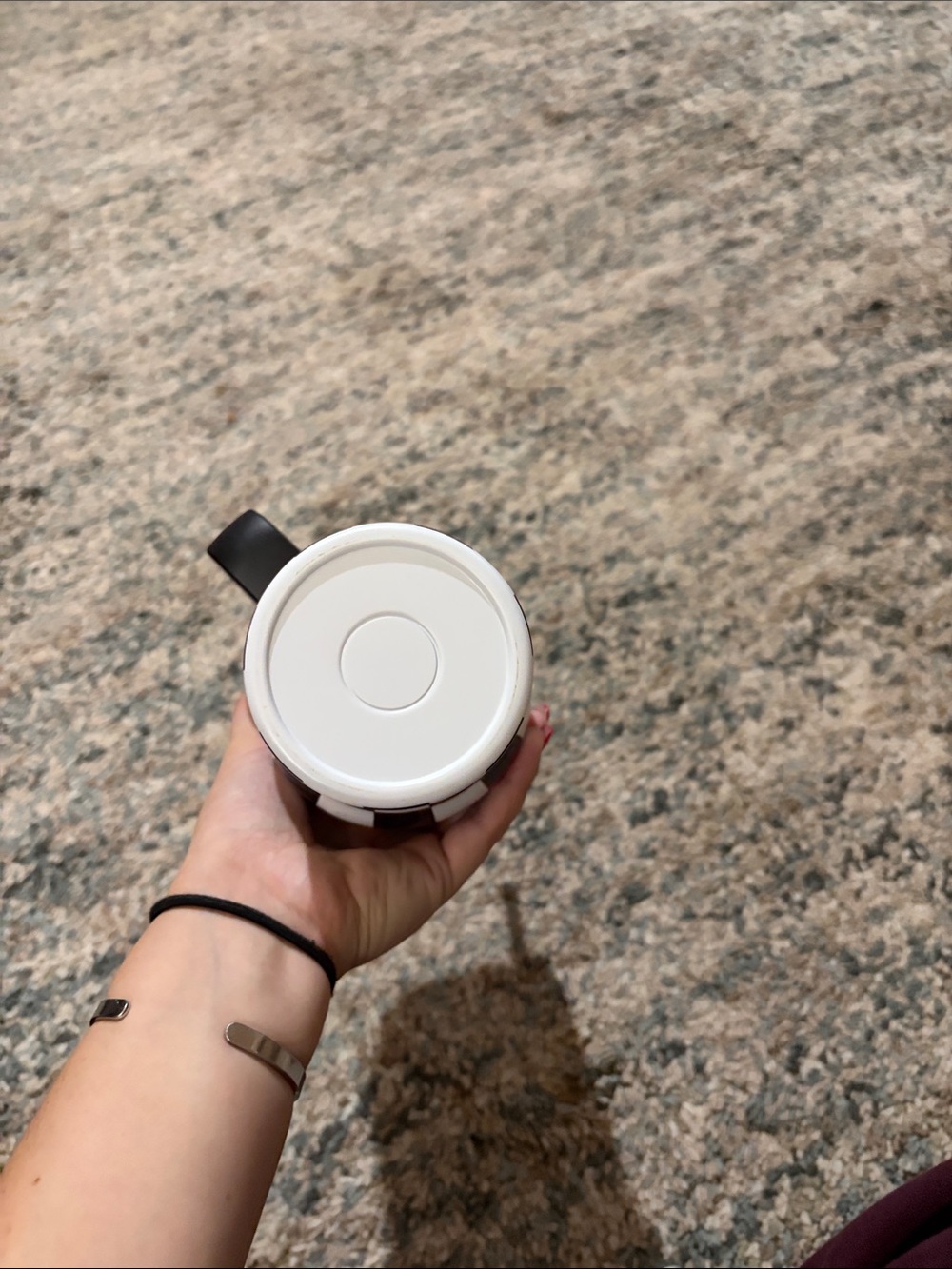 Black & White Checkered Travel Mug with Handle and Straw - Picture 5 of 7